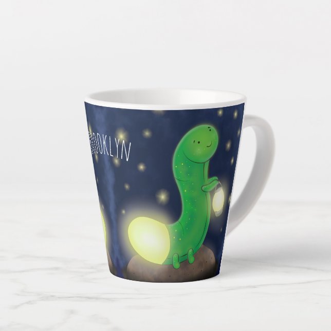 Tasse Latte Illustration du ver vert mou (Angle droit)