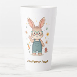 Tasse Latte Illustration d'un agriculteur lapin mignon avec de