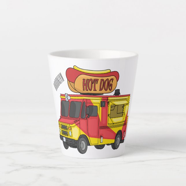 Tasse Latte Illustration d'un camion de nourriture pour chien  (Devant)