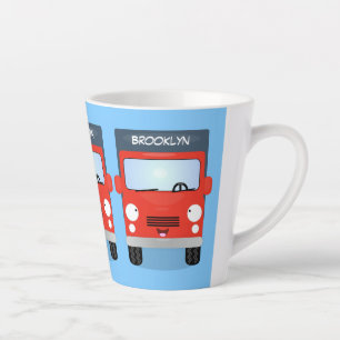 Tasse Latte Illustration d'un camion kawaii rouge mou