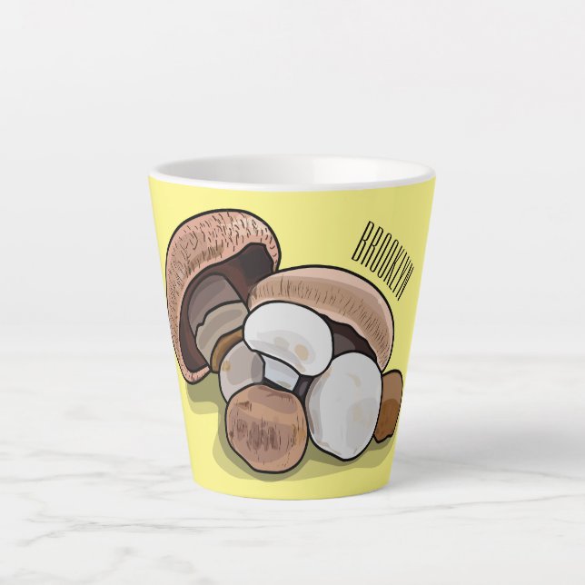 Tasse Latte Illustration d'un champignon (Devant)
