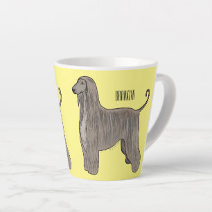 Tasse Latte Illustration d'un chien hound afghan