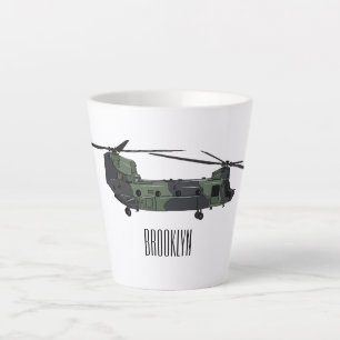 Tasse Latte Illustration d'un hélicoptère de l'armée de Chinoo