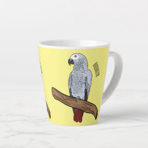 Tasse Latte Illustration d'un perroquet gris en Afrique