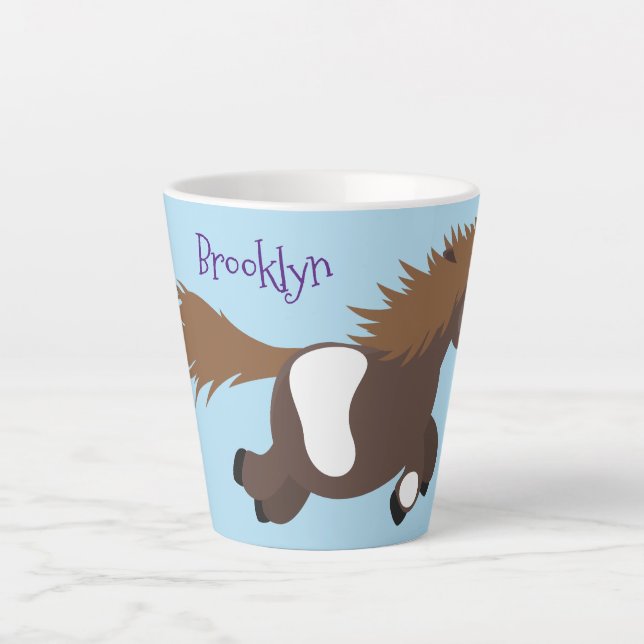 Tasse Latte Illustration d'un poney de Shetland mignon (Devant)