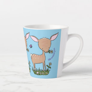 Tasse Latte Illustration d'une jolie dessin de cerf de bébé he
