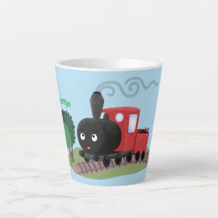 Tasse Latte Illustration d'une locomotive à vapeur mûre