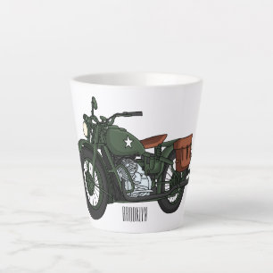 Tasse Latte Illustration d'une moto de croiseur militaire