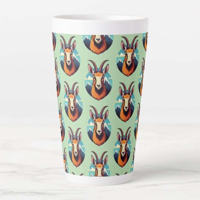 Tasse Latte Illustration d'une tête de chamois (Devant)