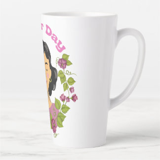 Tasse Latte  Illustration élégante de femme florale pour la fê