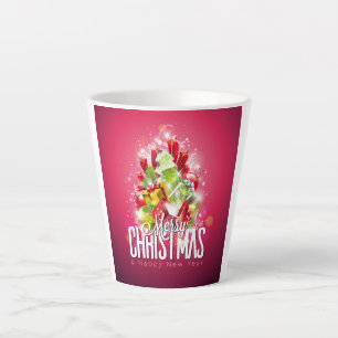 Tasse Latte Illustration graphique moderne de Noël rouge