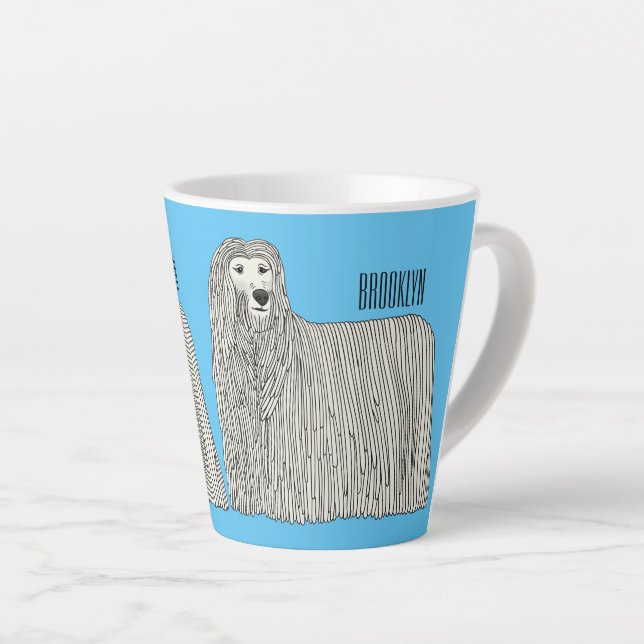 Tasse Latte Illustration Komondor pour chien (Angle droit)