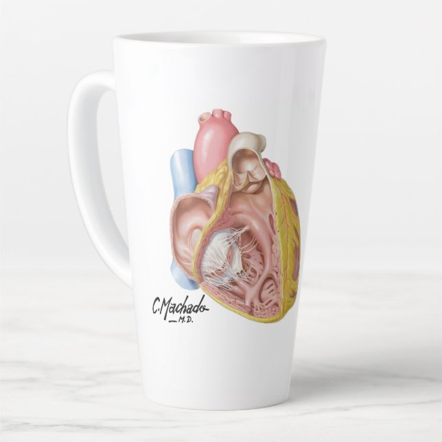 Tasse Latte Illustration Médicale du coeur par Carlos Machado  (Angle gauche)