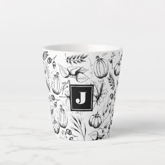 Tasse Latte Illustration moderne de la chute noire et blanche 