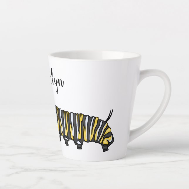 Tasse Latte Illustration Monarch caterpillar (Droite)