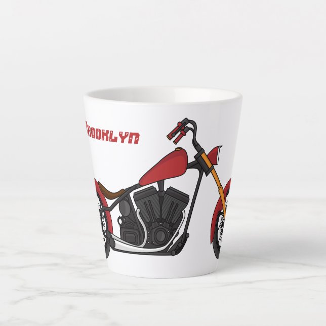 Tasse Latte Illustration motocyclette de style hélicoïdal (Devant)