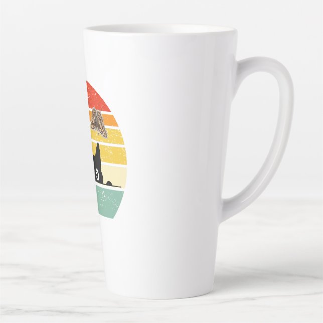 Tasse Latte Illustration Rétro de Chat et Papillons (Droite)