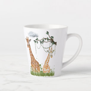 Tasse Latte Illustration Safari Duo de Girafes