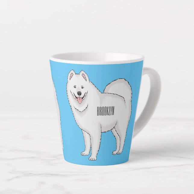 Tasse Latte Illustration Samoyed dog (Angle droit)