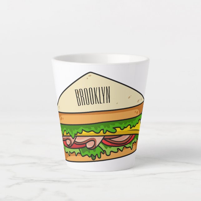 Tasse Latte Illustration Sandwich (Devant)