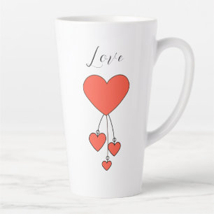 Tasse Latte Illustration simple avec coeur écarlate Amour