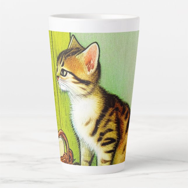 Tasse Latte Illustration vintage Tabby Cat (Devant)