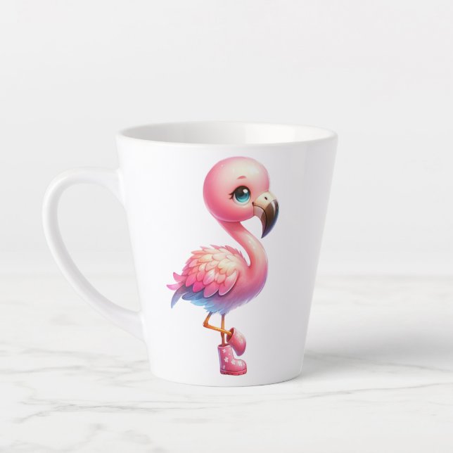 Tasse Latte Illustrations de flamant rose en aquarelle pour de (Gauche)