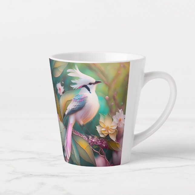 Tasse Latte Imaginaire blanc crêpé à queue blanche Jay (Droite)