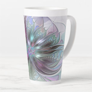 Tasse Latte Imaginaire coloré Abstrait Fleur fractale moderne