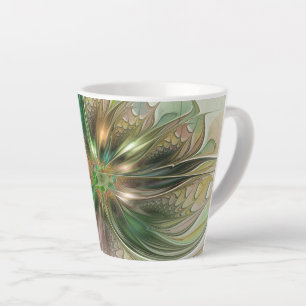 Tasse Latte Imaginaire coloré Moderne Fleur Fractale Abstraite