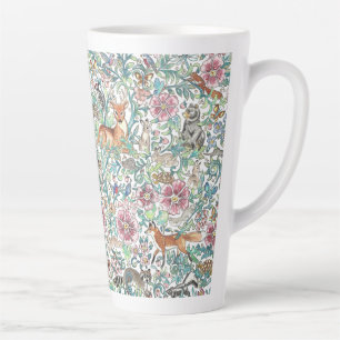 Tasse Latte Imaginaire Floral Animaux Forêts Bois Tapisserie
