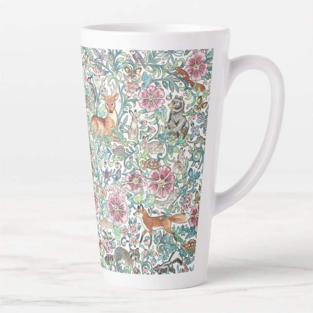 Tasse Latte Imaginaire Floral Animaux Forêts Bois Tapisserie (Droite)