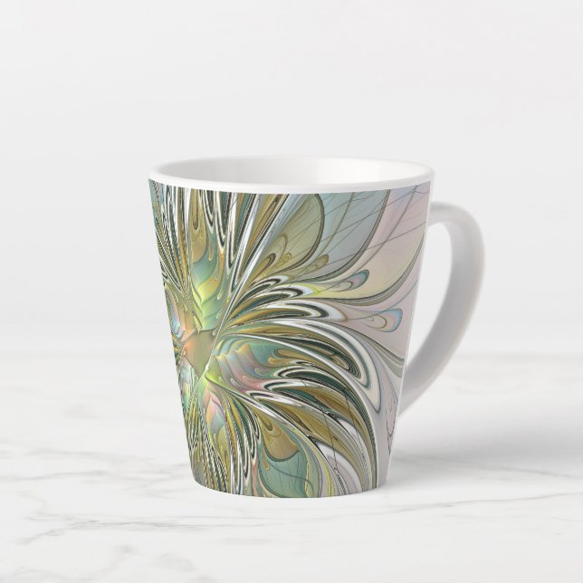 Tasse Latte Imaginaire Floral Fleur Art Fractal Moderne Avec O (Angle droit)
