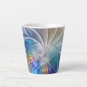 Tasse Latte Imaginaire Floral, Fleur Fractale Abstraite coloré