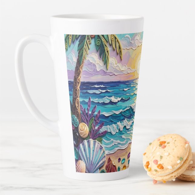 Tasse Latte Impasto Beach and Sea Glass Sunset and Sunrise (En situation)