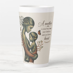 Tasse Latte Impression d'art de la nature mère et enfant,