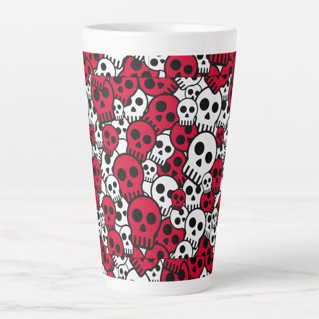 Tasse Latte Impression de motif crâne gothique Cerise (Devant)