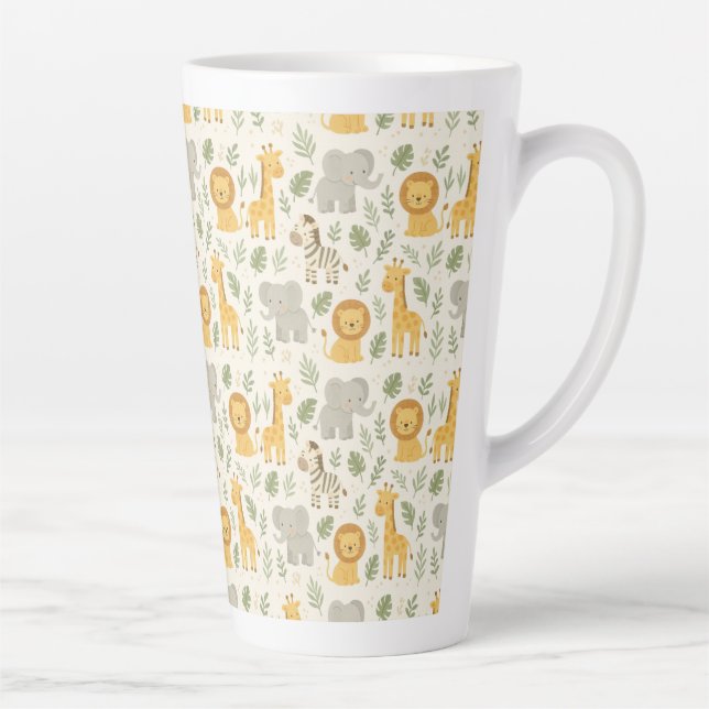 Tasse Latte Impression de nurserie d'animaux de safari (Droite)