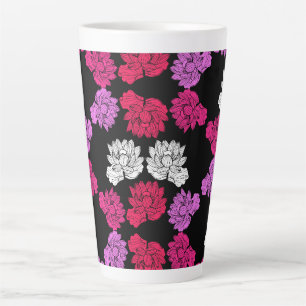 Tasse Latte Impression de tissu de nénuphar botanique