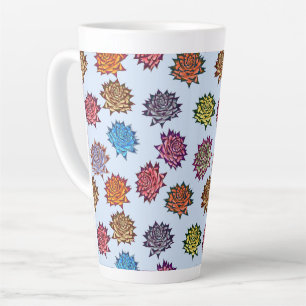 Tasse Latte Impression Rose pointillée, Modèle Floral Moderne