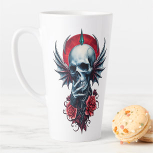 Tasse Latte Impressionnant crâne réaliste avec ailes