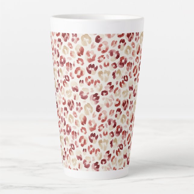 Tasse Latte Imprimé d'anniversaire de léopard rouge crème (Devant)