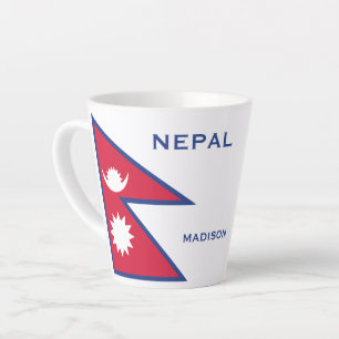 Tasse Latte Indicateur Népal Nom personnalisé et texte