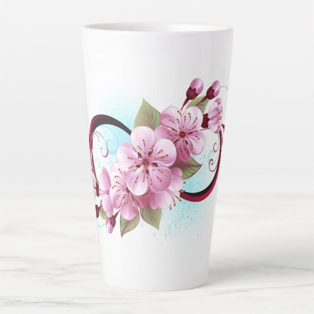 Tasse Latte Infinité avec les fleurs Sakura (Devant)