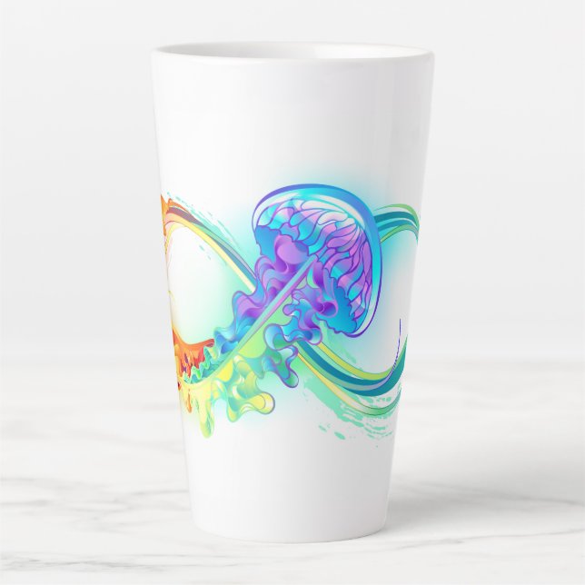 Tasse Latte Infinity avec Rainbow Jellyfish (Devant)