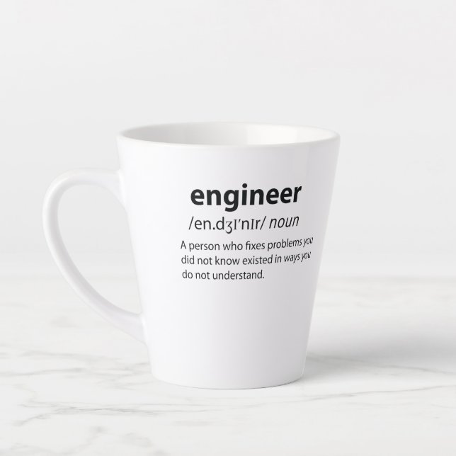 Tasse Latte Ingénieur Définition de dictionnaire drôle (Gauche)