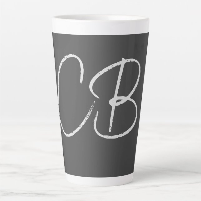 Tasse Latte Initiales minimalistes Monogrammes professionnels  (Devant)