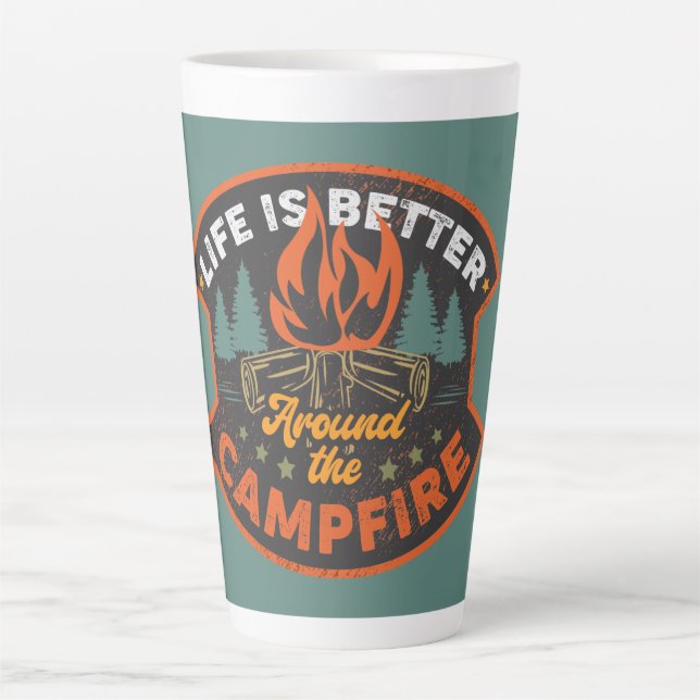 Tasse Latte Insigne de feu de camp Mot Art (Devant)