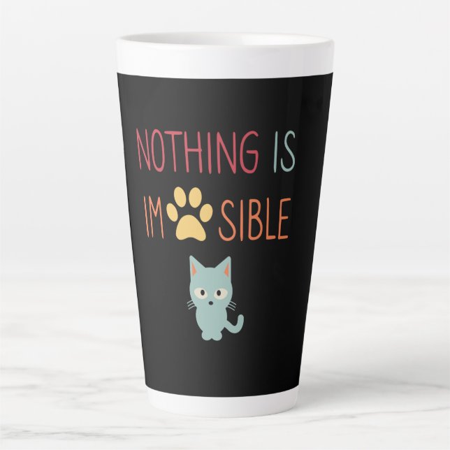 Tasse Latte Inspirant motivationnel chat mignon (Devant)