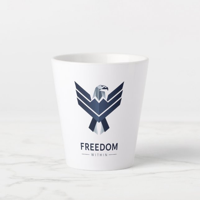 Tasse Latte Inspirational "Freedom Within" Eagle Logo (Devant)